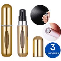 Kit C/ 3 Porta Perfume Mini Frasco 5ml Recarregável Para Viagem Portátil