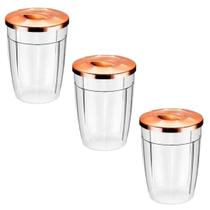 Kit C/ 3 Pote Copo Cristal C/ Tampa De Rosca 1,75L Bronze
