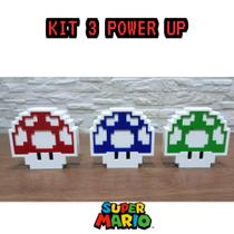 Kit C/ 3 Power Up Super Mario Presente Colecionáveis Gamers Kit C/ 3 Power Up Super Mario Presente Colecionáveis Gamers