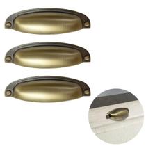 Kit C/ 3 Puxador Concha Para Móveis Provençal Paris 96mm Antique Fosco Clássico