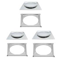 Kit C/3 Ralo e Porta Grelha Inox Piso Click Cromado 15x15 Cm