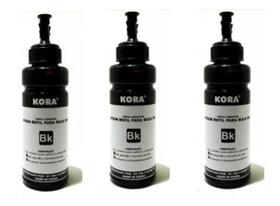 Kit c/ 3 Refil Tinta Kora Bulk Ink Compativel Epson 664 Bk Preto 70 ml Masterprint