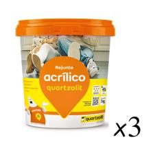 Kit C/3 Rejunte Acrilico 1Kg Pronto Quartzolit - Cz Platina