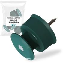 Kit c/3 roldana para fios com prego verde modelo 36 sfor Kit c/3 roldana para fios com prego verde modelo 36 sfor