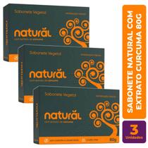 Kit c/ 3 Sabonete Vegano Natural com extrato Curcuma 80g - Orgânico Natural