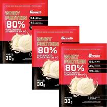 Kit C/ 3 Saches Whey Protein 80% 30g Growth Sorvete De Creme Kit C/ 3 Saches Whey Protein 80% 30g Growth Sorvete De Creme