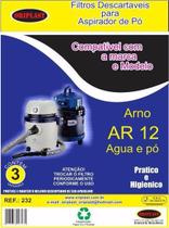 Kit c/3 Sacos Descartáveis Aspirador Arno Ar12 H2Po Água e Pó