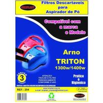Kit c/3 Sacos Descartáveis Aspirador Arno Triton