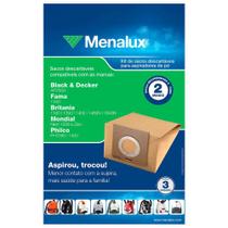 Kit c/ 3 Sacos Para Aspirador De Pó Menalux P/ BD, Britania, Philco, Mondial (SIM01) Kit c/ 3 Sacos Para Aspirador De Pó Menalux P/ BD, Britania, Philco, Mondial (SIM01)