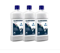 Kit C/3 Shampoo Clorexidina 500ml Cães E Gatos - World