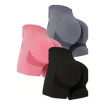 Kit C/ 3 Short Levanta Bumbum Feminino Academia Yoga Fitness Kit C/ 3 Short Levanta Bumbum Feminino Academia Yoga Fitness
