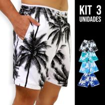 Kit c/3 Shorts Bermuda Tactel Praia Muricinho Masculina COQUEIRO 2 703