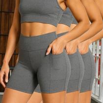 Kit c/ 3 SHORTS Legging BOLSO LISO Cintura Alta Fitness Treino Casual Preto Cinza 1127 Cor:CinzaTamanho:GGGênero:Femin