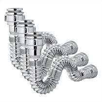 Kit c/ 3 Sifão Sanfonado Universal Ajustável Cromado