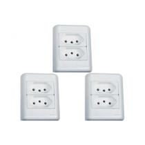 Kit C/3 - Sistema Perlex Branca (2 Tomadas 10/10A) 3011/11Br Kit C/3 - Sistema Perlex Branca (2 Tomadas 10/10A) 3011/11Br