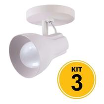 Kit c/ 3 Spot Sobrepor Direcionável Octa Plus Branco