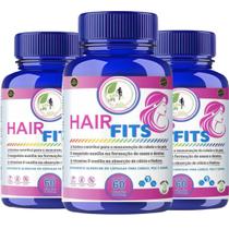 KIT C/3 Suplemento Hair Fits Unha Cabelo e Pele Premium 60 Cápsulas - Fits Life - Bedalm Pharma do Brasil LTDA