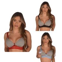 Kit c/ 3 Sutiãs de Amamentação com Bojo Soft e Detalhes em Renda Sutian Reforçado Pós Parto Grávida Soutien Sustentação Rendado Sutien para Amamentar Kit c/ 3 Sutiãs de Amamentação com Bojo Soft e Detalhes em Renda Sutian Reforçado Pós Parto Grávida Soutien Sustentação Rendado Sutien para Amamentar