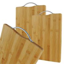 Kit C/3 Tábuas Corte Alimentos Carnes Bambu Natural 30x20cm
