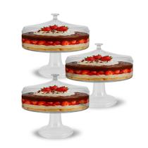 Kit C/3 Taça Bolo Festa Gourmet Confeitaria 1,1L Com Tampa Kit C/3 Taça Bolo Festa Gourmet Confeitaria 1,1L Com Tampa