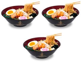 Kit C/ 3 Tigelas Japonesa para Lámen lamenbati com Ideograma