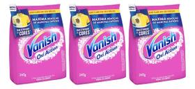 Kit C/3 Tira Manchas Vanish Oxi Action Cores Pó Refil 240g