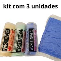 kit c/3 Toalha Mágica Original Absorve Água Limpa Seca Carro