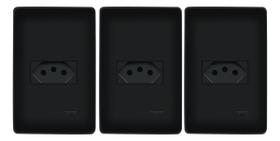 Kit C/3 Tomadas 20a 4x2 Habitat Black Preta Fame Kit C/3 Tomadas 20a 4x2 Habitat Black Preta Fame