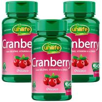 Kit C/ 3 Un. Cranberry 500mg 180 Vegan Caps - Unilife Kit C/ 3 Un. Cranberry 500mg 180 Vegan Caps - Unilife