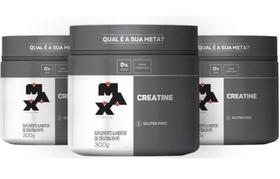 Kit c/ 3 un - creatine monohidratada pote 300g - creatina max titanium