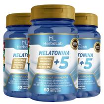 KIT C/3 Un. Melatonina +5 Triptofano B6 - B9 - B12 60 Cápsulas - Herbolab