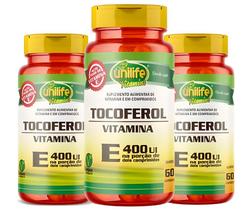 KIT C/3 Un. Vitamina E Tocoferol 60 Cápsulas 1000mg 400 Ui Unilife