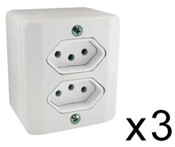 Kit C/3 Und Tomada Dupla 2p+t Sistema X 10a Radial Caixa Externa Kit C/3 Und Tomada Dupla 2p+t Sistema X 10a Radial Caixa Externa