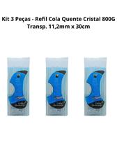 Kit c/3 unid. Bastão Cola Quente Cristal 11,2mmX30cm - 800g Kit c/3 unid. Bastão Cola Quente Cristal 11,2mmX30cm - 800g