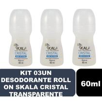 kit c/3 unid Desodorante Rollon Skala 60 ml Cristal Suave e Proteção 24h frasco transparente incolor kit c/3 unid Desodorante Rollon Skala 60 ml Cristal Suave e Proteção 24h frasco transparente incolor