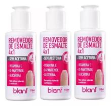 Kit c/3 unid Removedor De Esmaltes Sem Acetona 4x1 4 Free BLANT 110ML