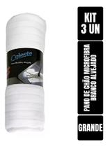 Kit C/ 3 Unidades Pano De Chão Microfibra Alvejado Branco - 80cm X 50cm Celeste