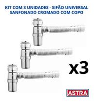 Kit C/ 3 Unidades - Sifão Sanf. Copo Cromado - 577