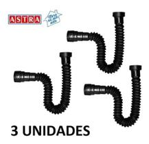 Kit C/ 3 Unidades - Sifão Sanfonado Preto Astra - 6714