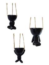 Kit C/ 3 Vasos Decorativo Robert Plant Preto P/ Pendurar Suculenta - Bob Kit C/ 3 Vasos Decorativo Robert Plant Preto P/ Pendurar Suculenta - Bob