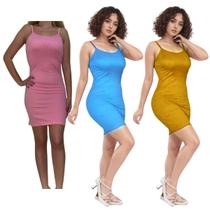 Kit c/3 Vestidos Alcinha Canelado Kit c/3 Vestidos Alcinha Canelado