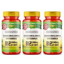 KIT C/3 Vitamina B12 Cianocobalamina 180 Caps Vegano Unilife