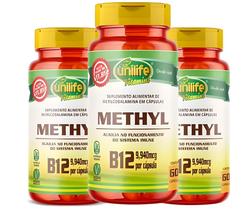 Kit C/3 Vitamina B12 Metilcobalamina 60 Caps Vegano Unilife