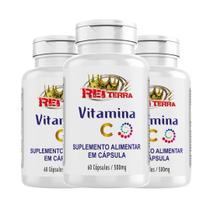 Kit C/3 Vitamina C 60 Cápsulas 500mg - Rei terra Kit C/3 Vitamina C 60 Cápsulas 500mg - Rei terra