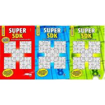 Kit c/ 3 volumes almanaque super sudoku - 1 jogo por página - tamanho grande