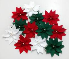 Kit c/30 flores - Enfeite natalino em feltro para árvore de Natal - Léle Artesanatos e Presentes