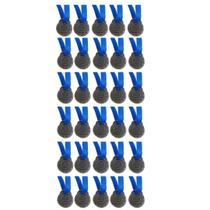 Kit C/30 Medalhas de Ouro Prata ou Bronze Honra ao Mérito C/Fita Azul 40mm
