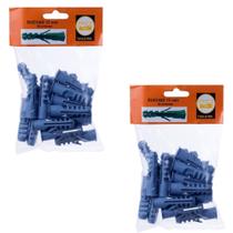 Kit C/ 36 Bucha Plástica Azul Sem Parafuso Com Aba Anel 12mm Kit C/ 36 Bucha Plástica Azul Sem Parafuso Com Aba Anel 12mm