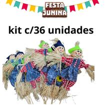 Kit c/36 Espantalho Decoração Festa Junina 39cm palito 70637 Kit c/36 Espantalho Decoração Festa Junina 39cm palito 70637