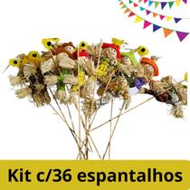 kit c/36 Espantalho palha decoração festa junina 17cm c/flor